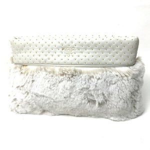 PRADA Party bag Clutch bag fur / Leather Off-White